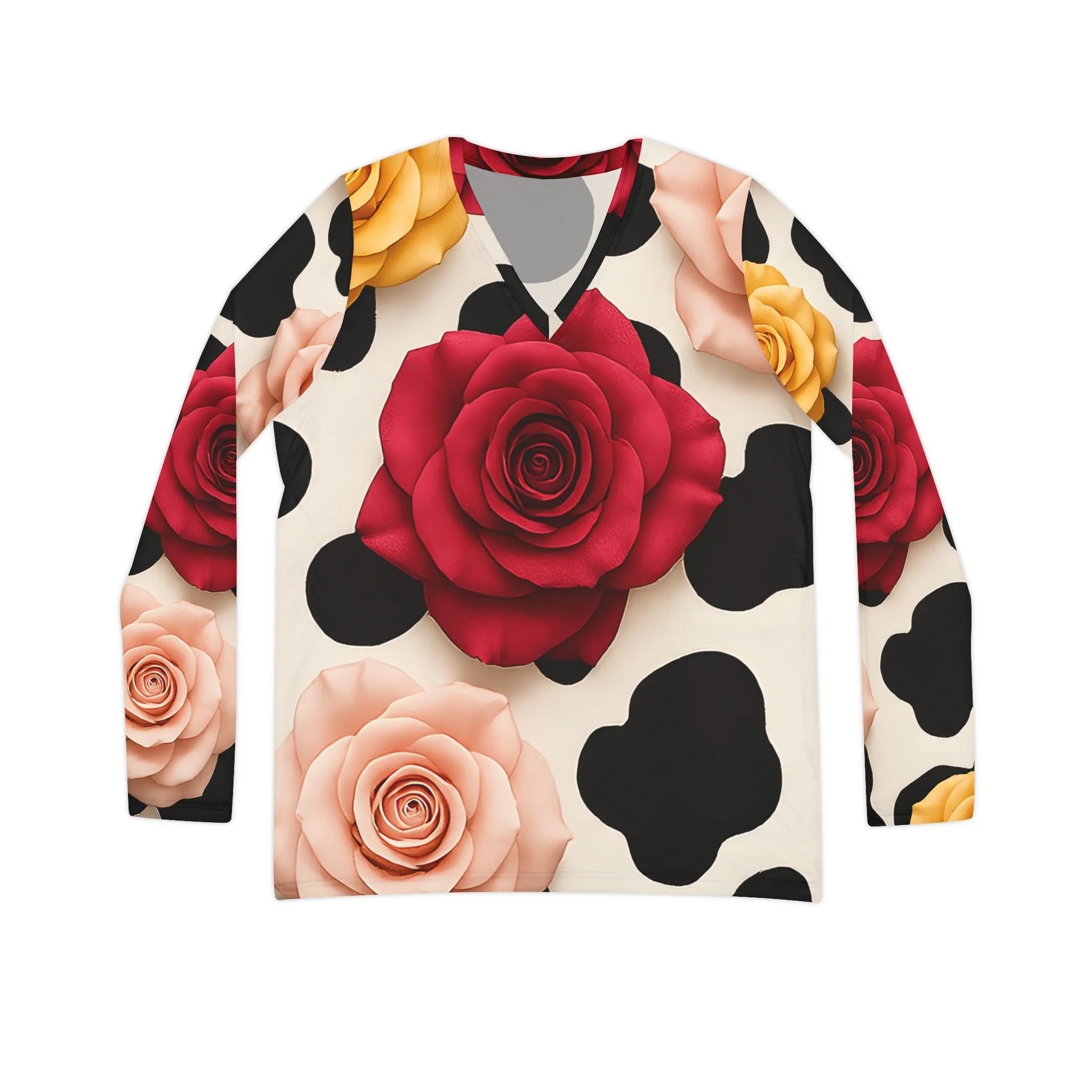 ["All Over Print","AOP","AOP Clothing","Art","Artful","Artistic","Artsy","Arty","Assembled in the USA","Assembled in USA","Illustration","Illustration art","Long Sleeves","Made in the USA","Made in USA","Sublimation","Tops","V-neck","Women's Clothing"]