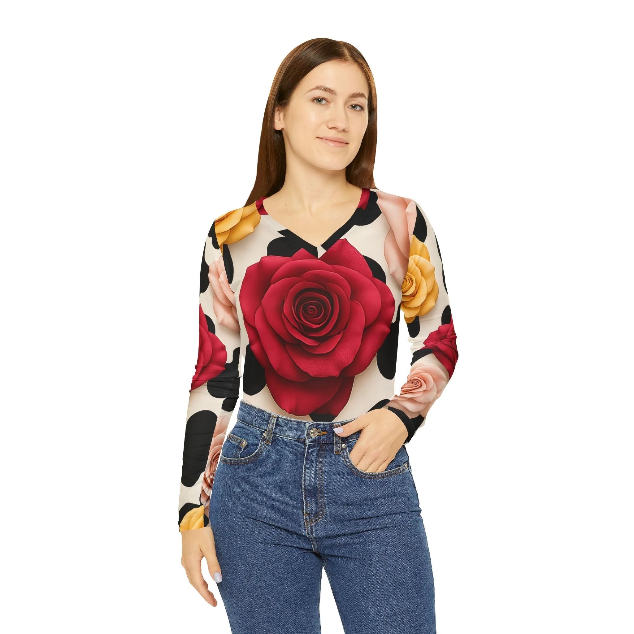 ["All Over Print","AOP","AOP Clothing","Art","Artful","Artistic","Artsy","Arty","Assembled in the USA","Assembled in USA","Illustration","Illustration art","Long Sleeves","Made in the USA","Made in USA","Sublimation","Tops","V-neck","Women's Clothing"]