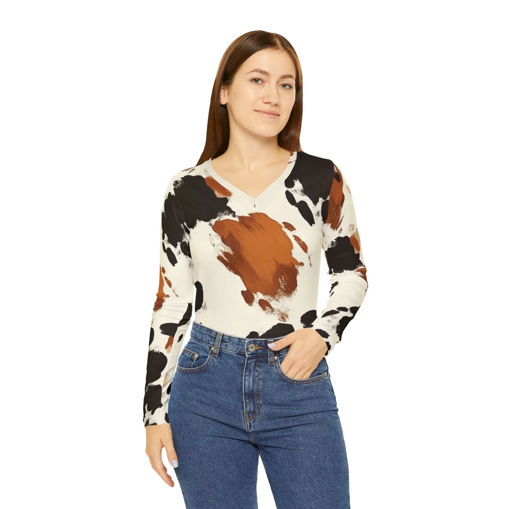 ["All Over Print","AOP","AOP Clothing","Art","Artful","Artistic","Artsy","Arty","Assembled in the USA","Assembled in USA","Illustration","Illustration art","Long Sleeves","Made in the USA","Made in USA","Sublimation","Tops","V-neck","Women's Clothing"]