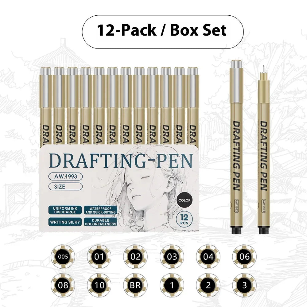 Buy The Best By Artsulli - Art is Long Life Short - 1/6/9/12 Pcs Manga Black Fineliner Marlers Various Pen Nibs For Sketch Architectural