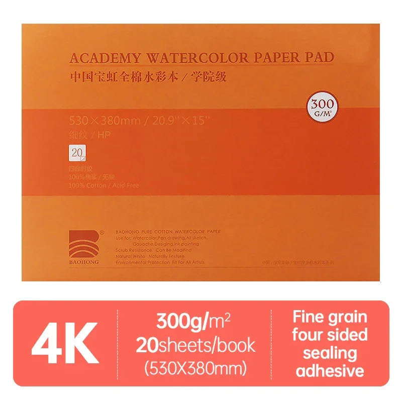 Buy The Best By Artsulli - Art is Long Life Short - Baohong Academy Watercolor Book 100% Cotton Sketchbook 300g Drawing Paper 32K 16K 8K