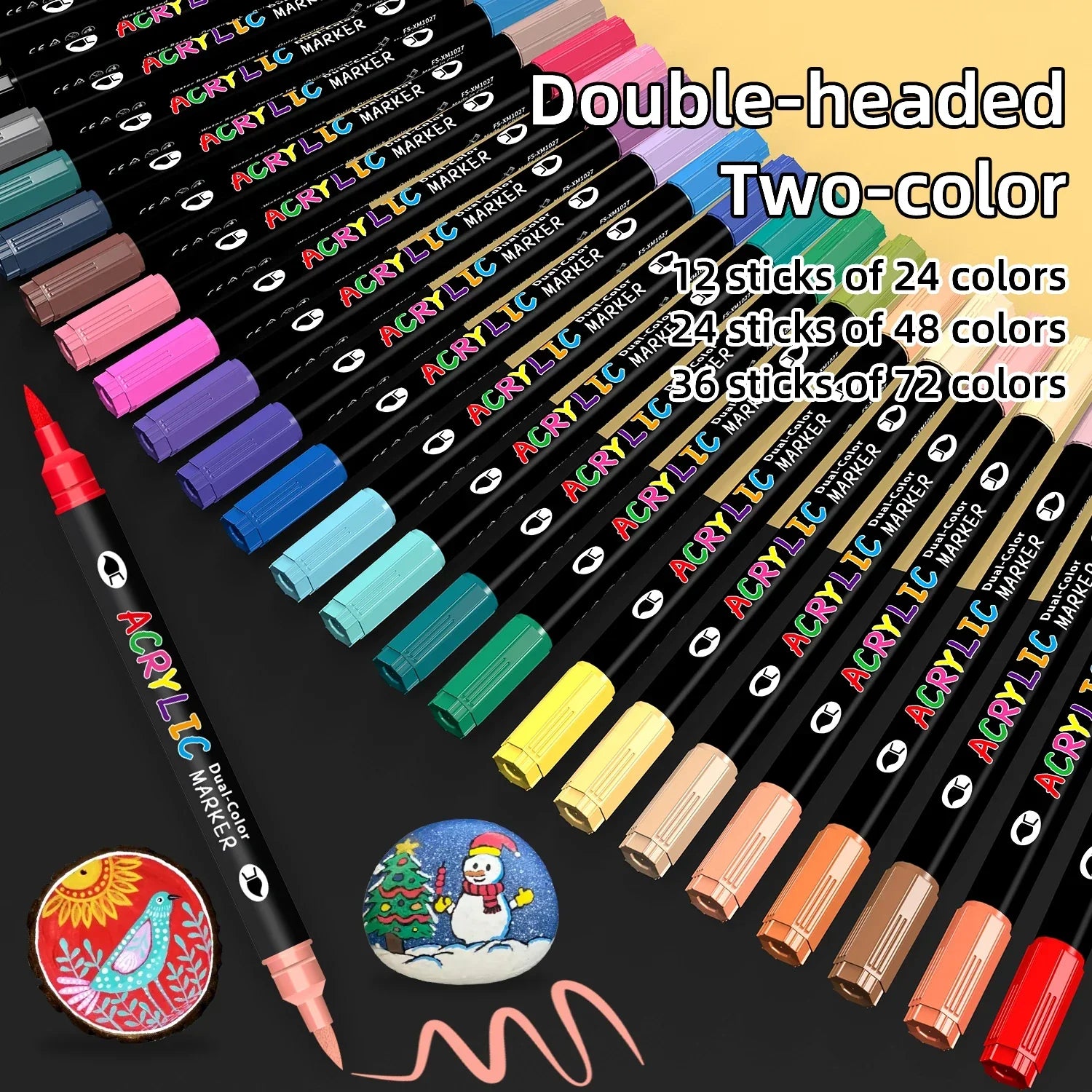 Buy The Best By Artsulli - Art is Long Life Short - 24/48/72 Colors Dual Tip Acrylic Paint Markers 12/24/36 Pack Set Drawing for DIY Crafts