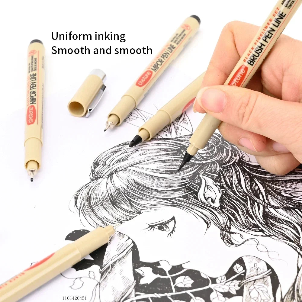 Buy The Best By Artsulli - Art is Long Life Short - 12 Tip Pigment Liner Micron Ink Marker Pen for Manga Draw Sketching Needle Hook Line