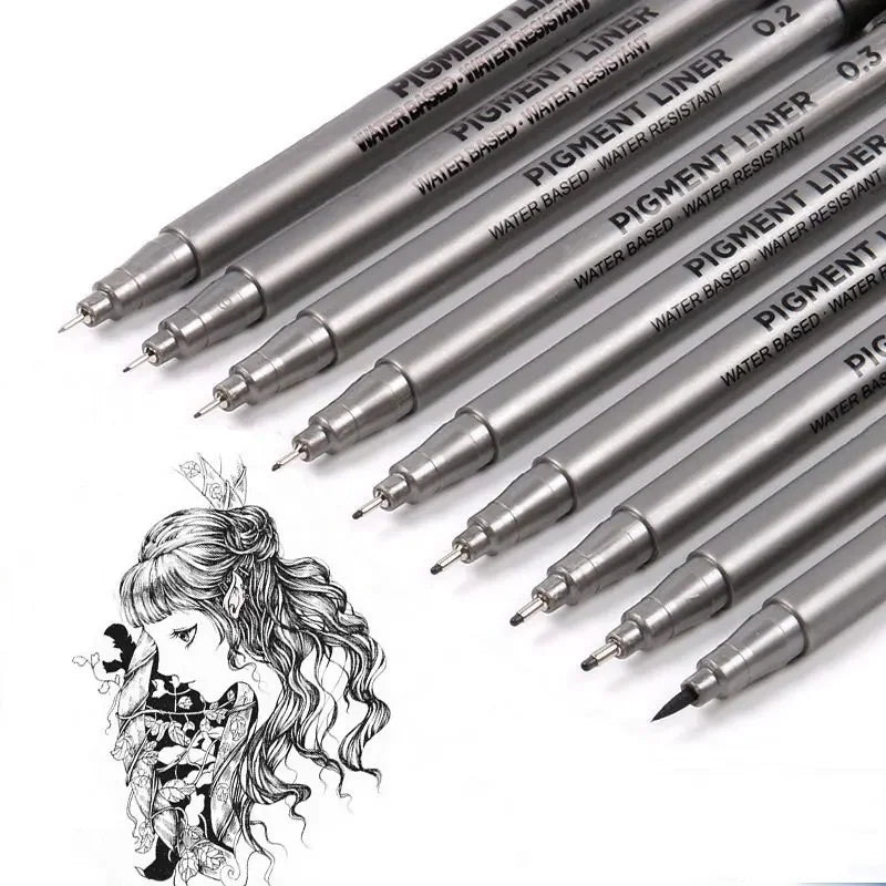 Buy The Best By Artsulli - Art is Long Life Short - 9Pcs/set Pigment Liner Micron Ink Marker Pen For Drawing Sketch Manga Calligraphy Brush