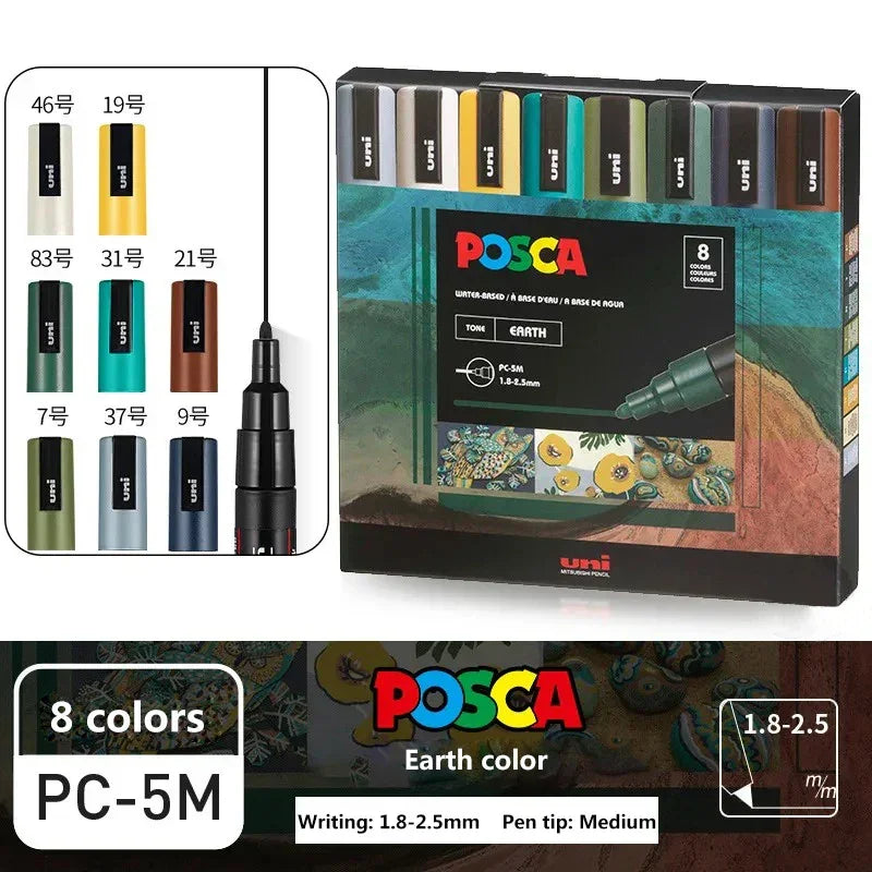 Buy The Best By Artsulli - Art is Long Life Short - 8pcs New Japan UNI Markers Set POSCA Limited PC-5M Acrylic POP Poster Advertising