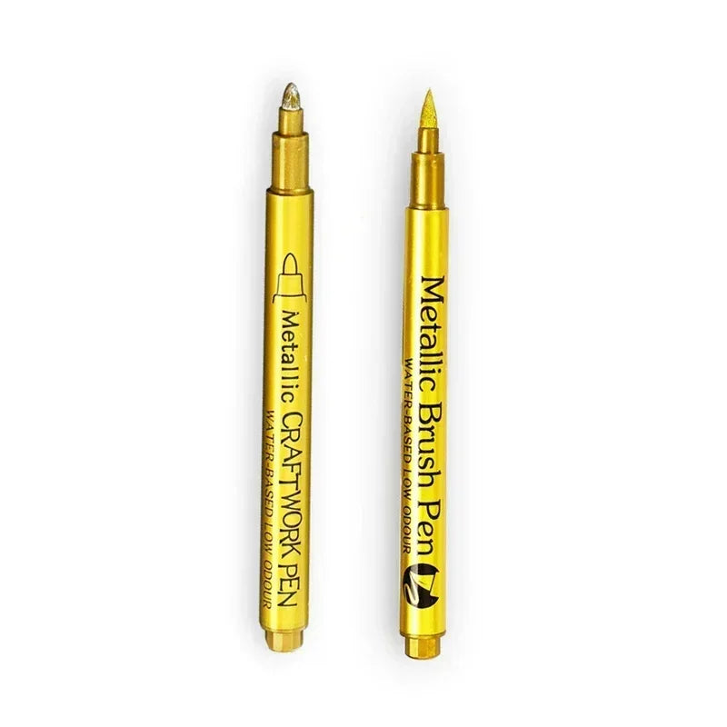 Buy The Best By Artsulli - Art is Long Life Short - 1/2Pc Brush Metallic Marker Pens Gold Silver Permanent Markers for Crafts Manga
