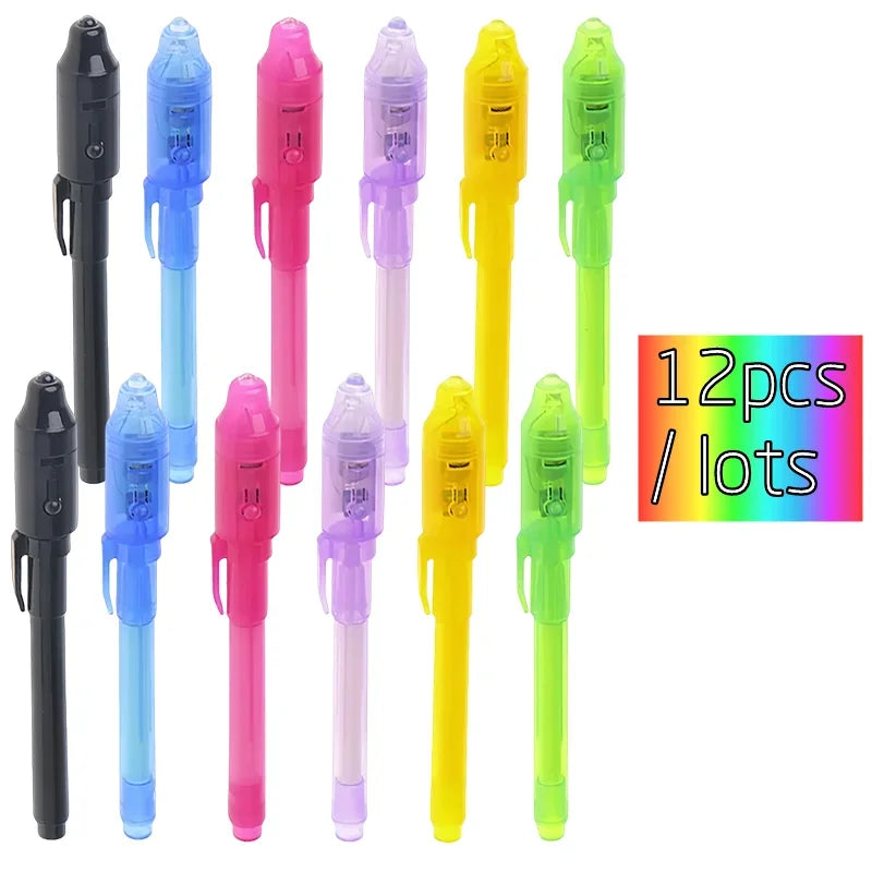Buy The Best By Artsulli - Art is Long Life Short - 12pcs Luminous Light Pen Magic Purple 2 in 1 UV Black Combo Drawing Invisible Ink