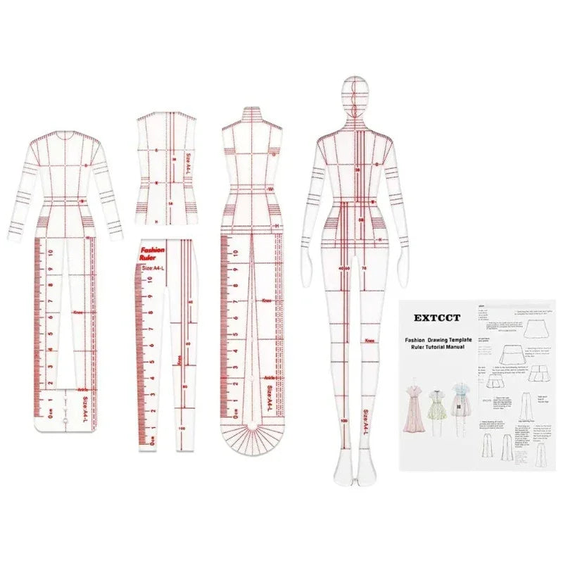 Buy The Best By Artsulli - Art is Long Life Short - 4 Pcs/Set Premium Fashion Illustration Rulers Plastic Sewing Patchwork Ruler Sketching