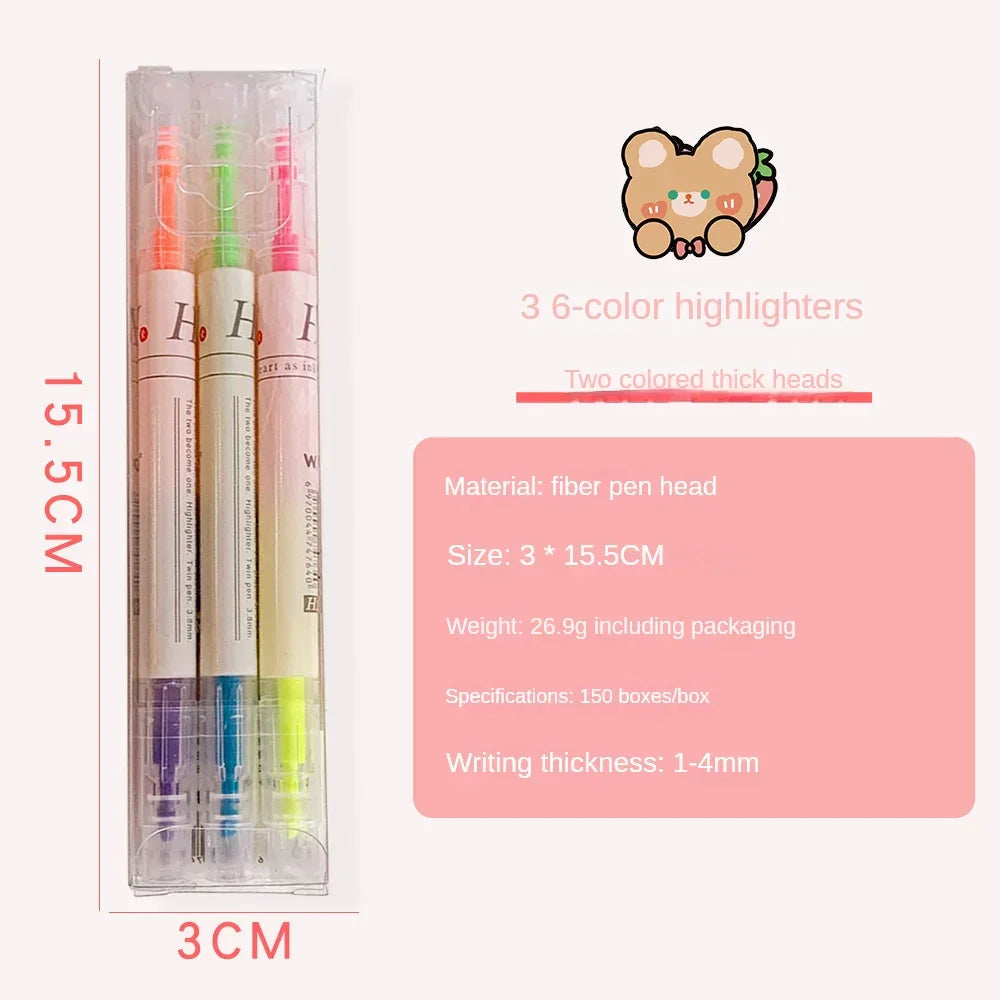 Buy The Best By Artsulli - Art is Long Life Short - 3/6Pcs/Set Double Head Fluorescent Highlighter Pen Markers Pastel Drawing for Student