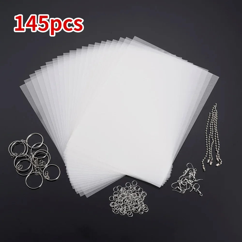 Buy The Best By Artsulli - Art is Long Life Short - 145/198Pcs Heat Shrink Plastic Set Shrinky Film Paper Sheet Kit Punch Keychains Earring