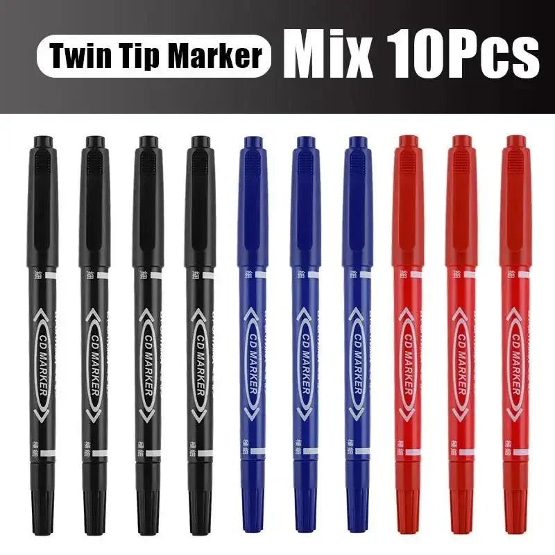Buy The Best By Artsulli - Art is Long Life Short - 5/10 Pcs Twin Tip Permanent Marker Black/Blue/Red Oil Pen Fine Nid Ink Stationery