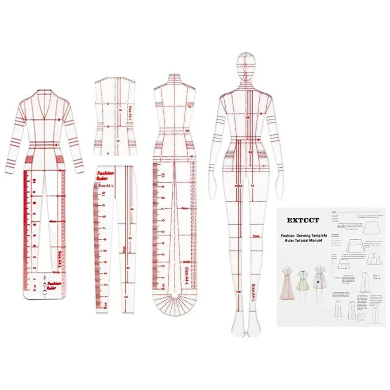 Buy The Best By Artsulli - Art is Long Life Short - 4 Pcs/Set Premium Fashion Illustration Rulers Plastic Sewing Patchwork Ruler Sketching
