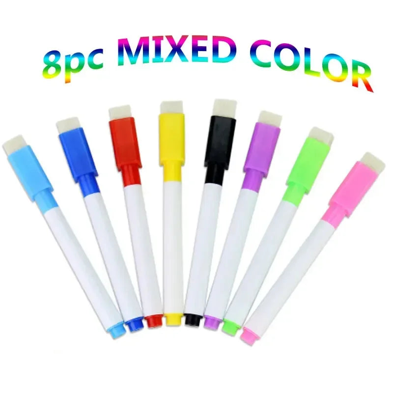 Buy The Best By Artsulli - Art is Long Life Short - 8PC Magnetic Colorful Whiteboard Pen Black White Board Markers Built In Eraser School