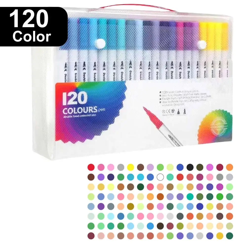 Buy The Best By Artsulli - Art is Long Life Short - 12/60/120 Colors Double Head Markers Tip Supplies Drawing Brush Pen Set For Gift Pens
