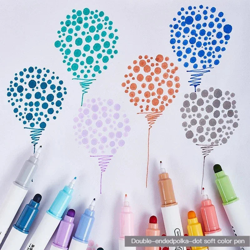 Buy The Best By Artsulli - Art is Long Life Short - 6Pcs/Set Light Color Dot Highlighter Pen Set Dual Tip Fine Liner & Dots Spot Marker