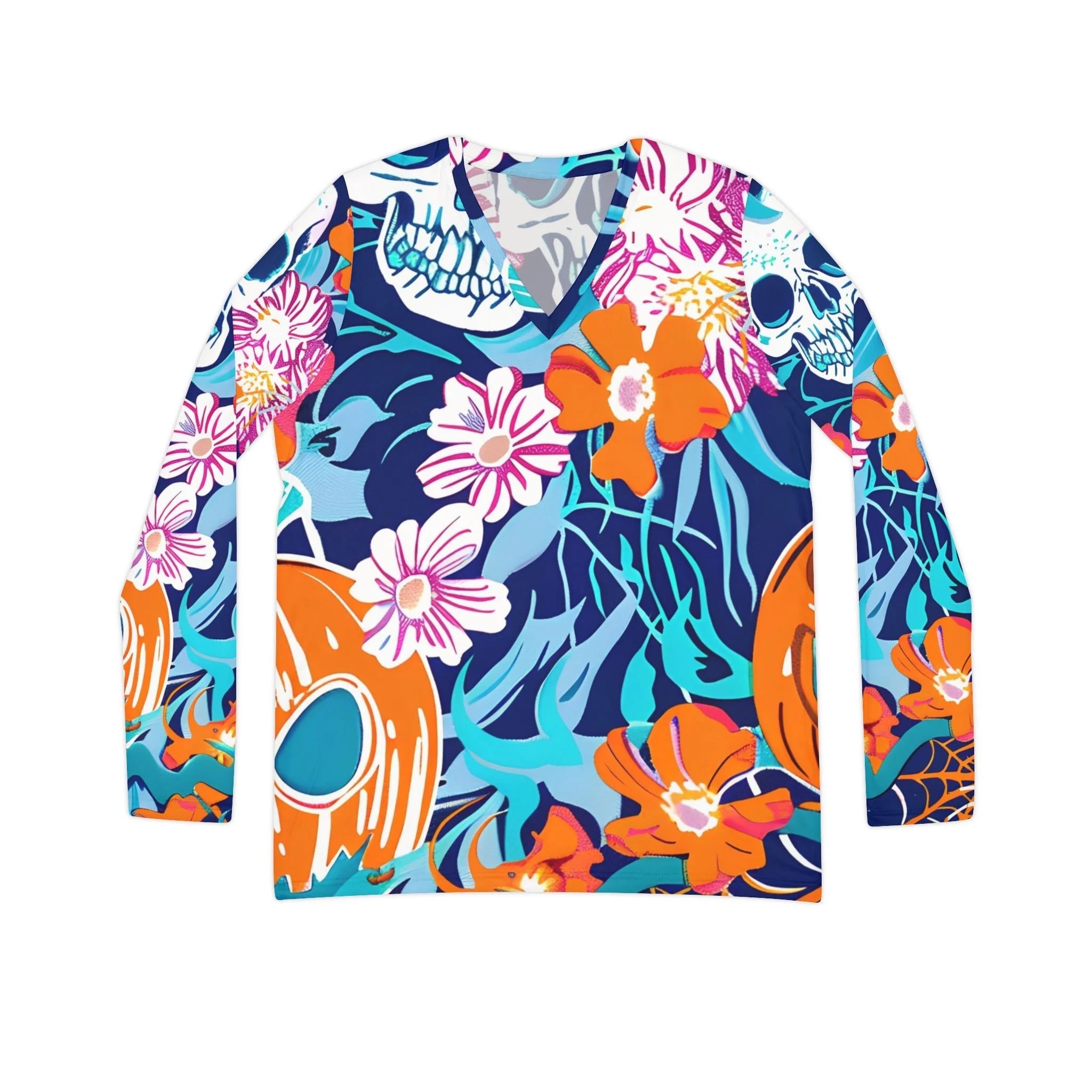["All Over Print","AOP","AOP Clothing","Art","Artful","Artistic","Artsy","Arty","Assembled in the USA","Assembled in USA","Illustration","Illustration art","Long Sleeves","Made in the USA","Made in USA","Sublimation","Tops","V-neck","Women's Clothing"]