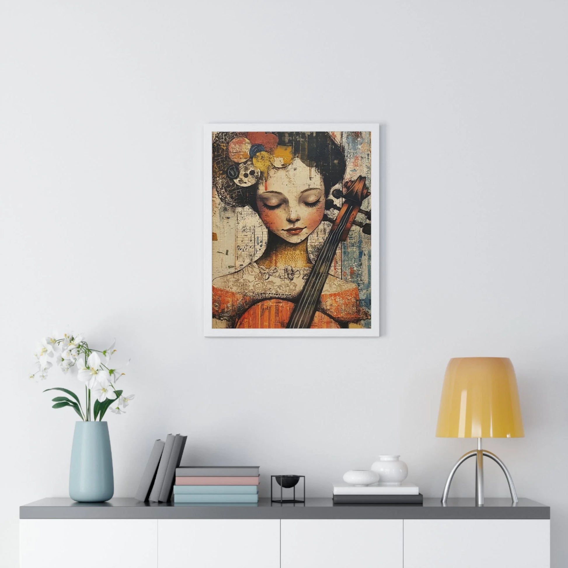 Buy The Best white framed violin portrait wall By Art & Illustration Supplies - Framed Abstract Musician Artistic Work - 2026
