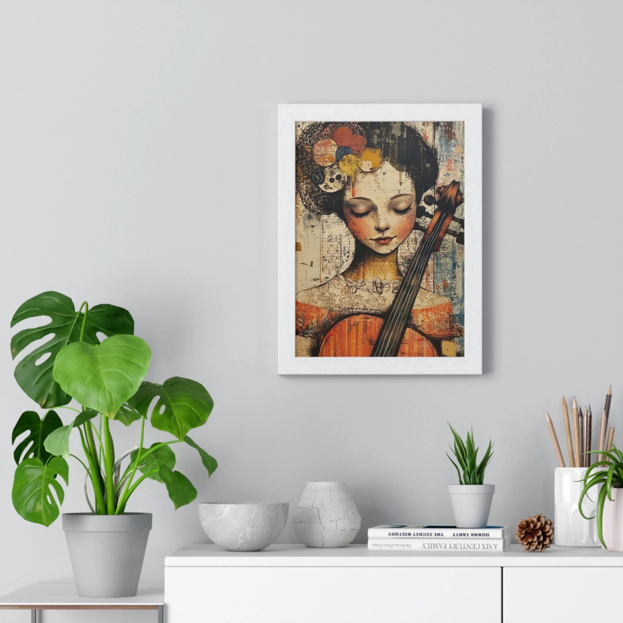 Buy The Best white framed canvas print vintage-style By Art & Illustration Supplies - Framed Abstract Musician Artistic Work - 2026