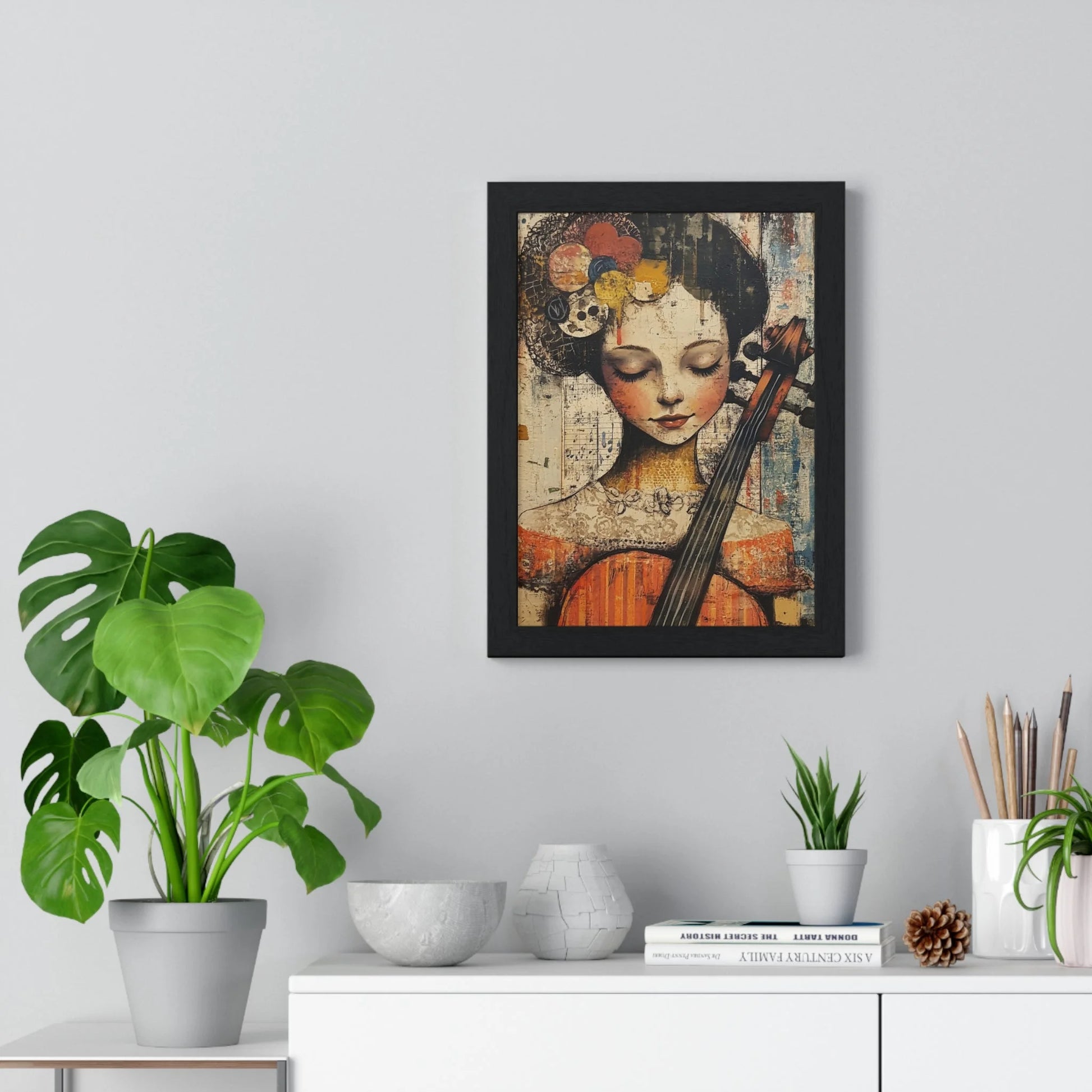Buy The Best black framed art print vintage-style By Art & Illustration Supplies - Framed Abstract Musician Artistic Work - 2026