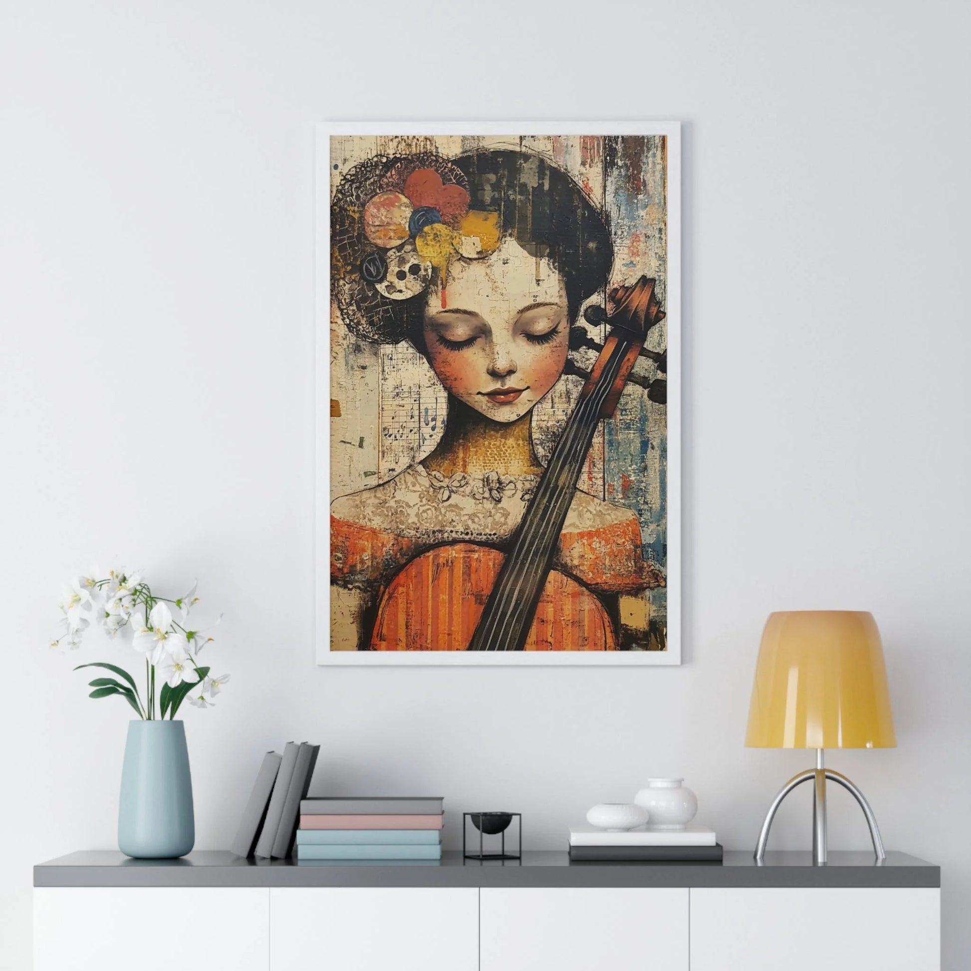Buy The Best vintage-style cello art print intricate By Art & Illustration Supplies - Framed Abstract Musician Artistic Work - 2026