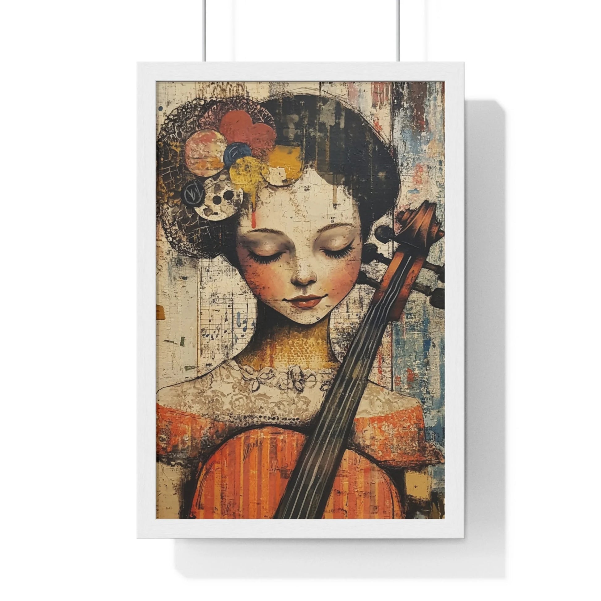 Buy The Best vintage-style cello art print intricate By Art & Illustration Supplies - Framed Abstract Musician Artistic Work - 2026