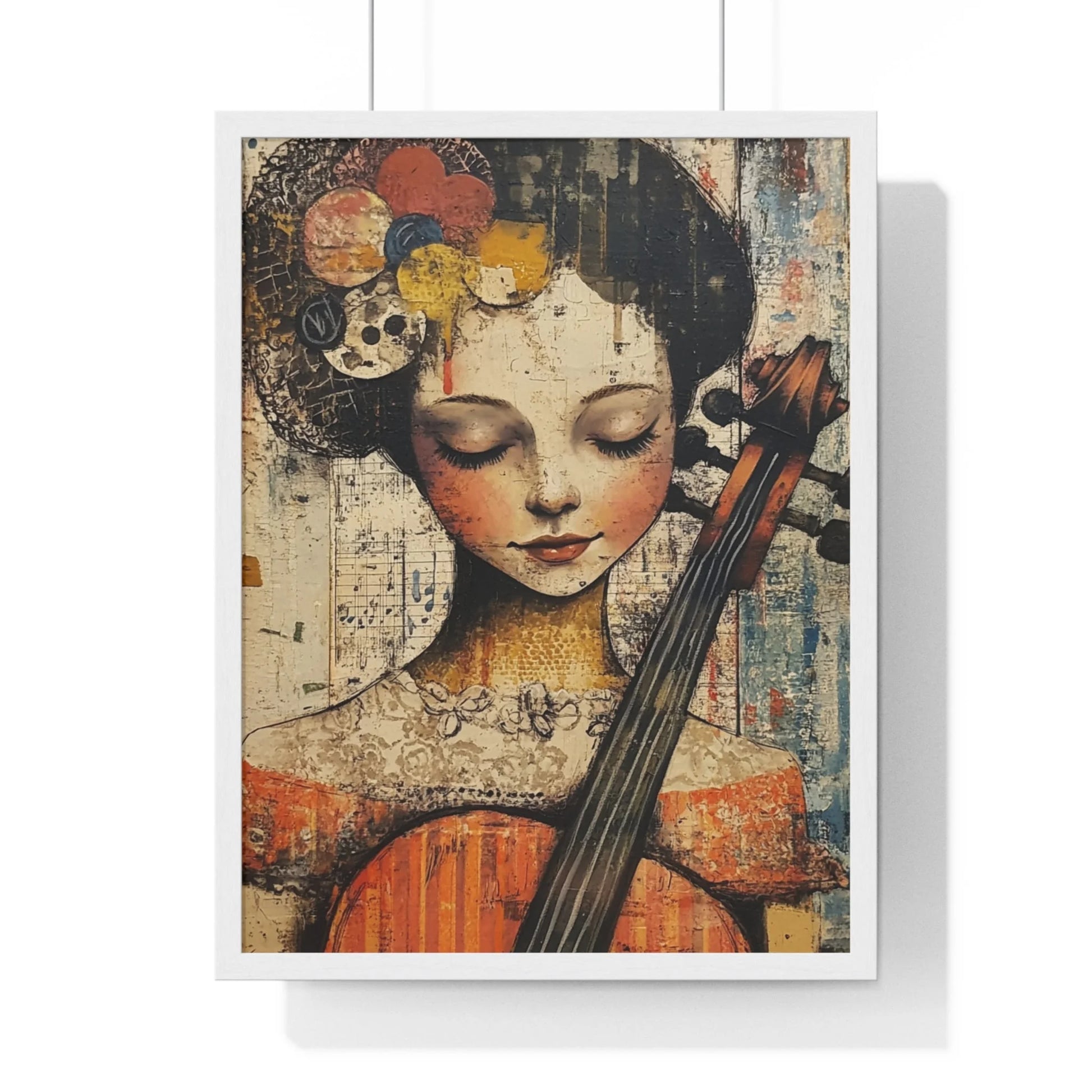 Buy The Best vintage-style cello art print intricate By Art & Illustration Supplies - Framed Abstract Musician Artistic Work - 2026