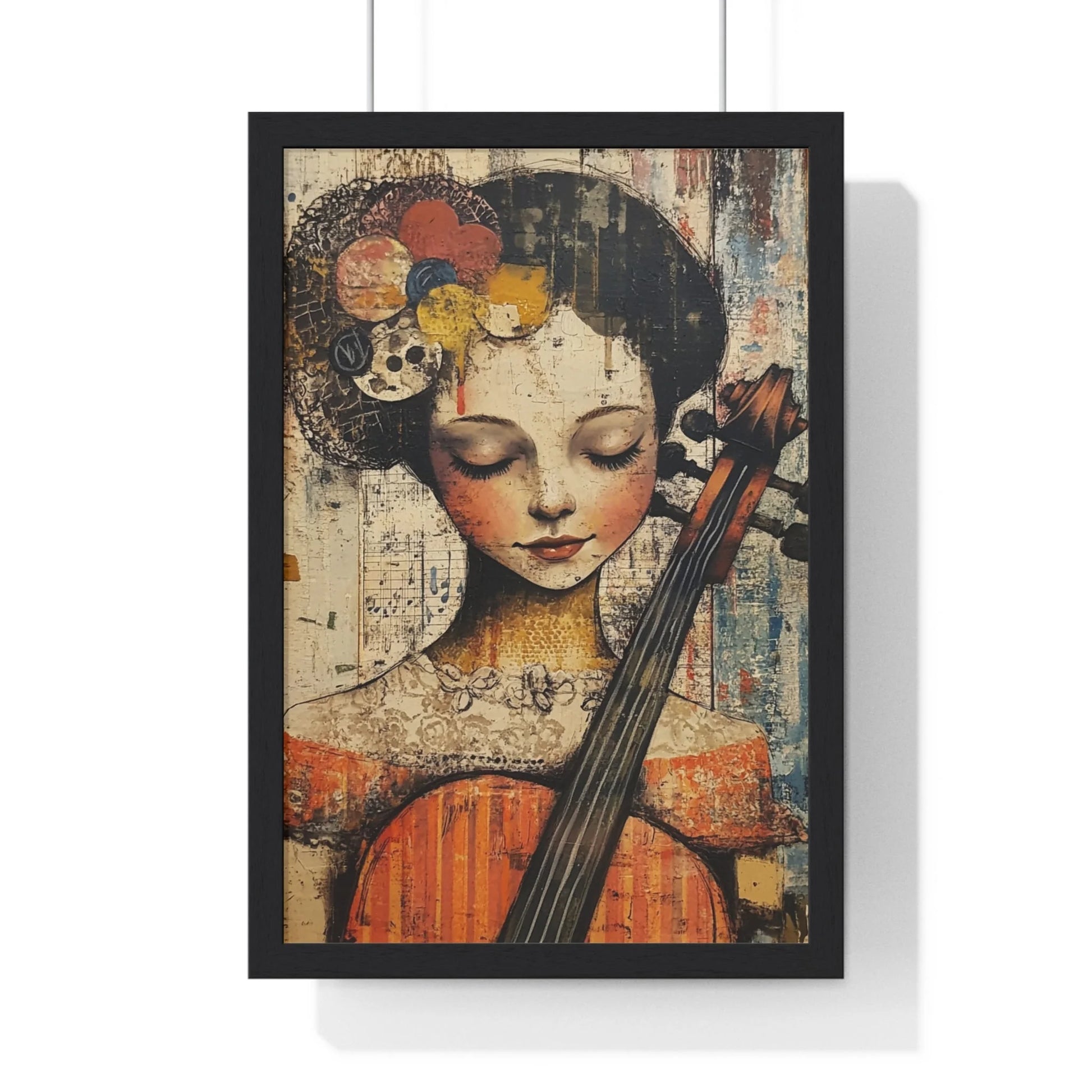 Buy The Best black framed poster girl cello By Art & Illustration Supplies - Framed Abstract Musician Artistic Work - 2026