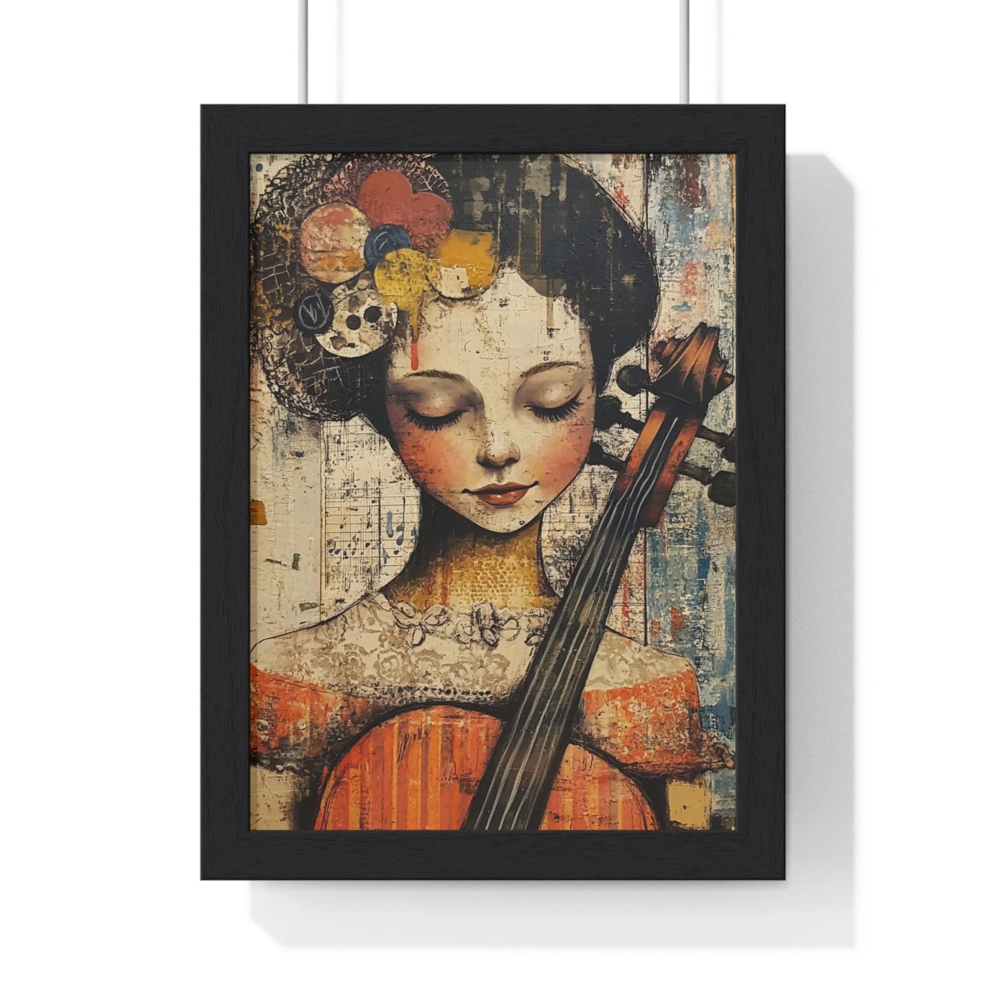Buy The Best black framed artwork woman cello By Art & Illustration Supplies - Framed Abstract Musician Artistic Work - 2026