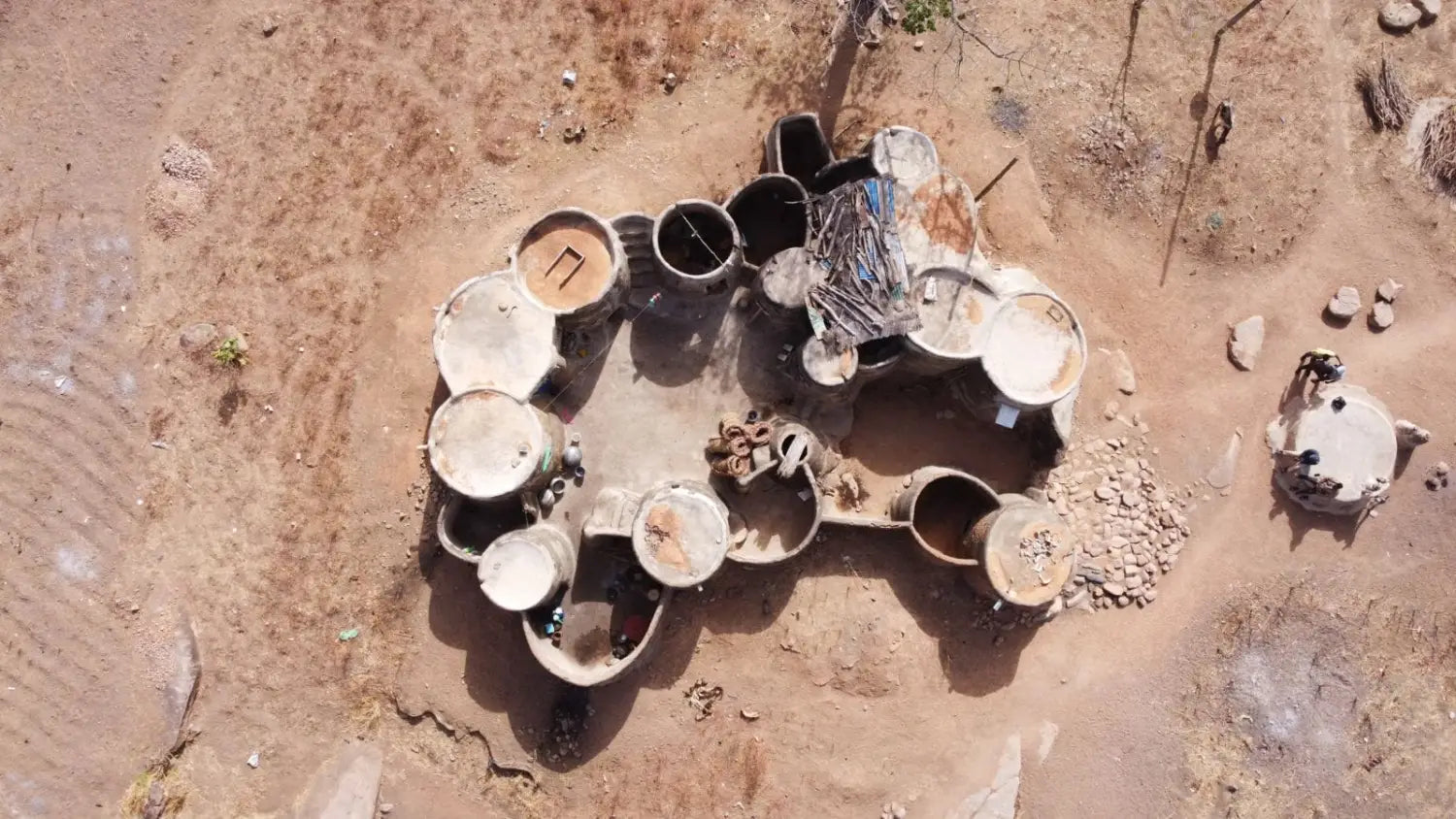 An aerial overview of a traditional Gurunsi home layout