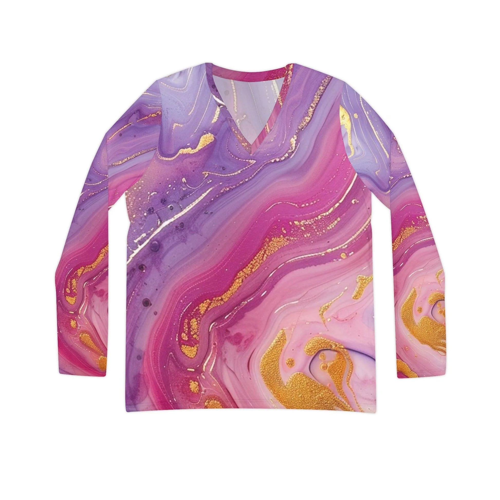 ["All Over Print","AOP","AOP Clothing","Art","Artful","Artistic","Artsy","Arty","Assembled in the USA","Assembled in USA","Illustration","Illustration art","Long Sleeves","Made in the USA","Made in USA","Sublimation","Tops","V-neck","Women's Clothing"]