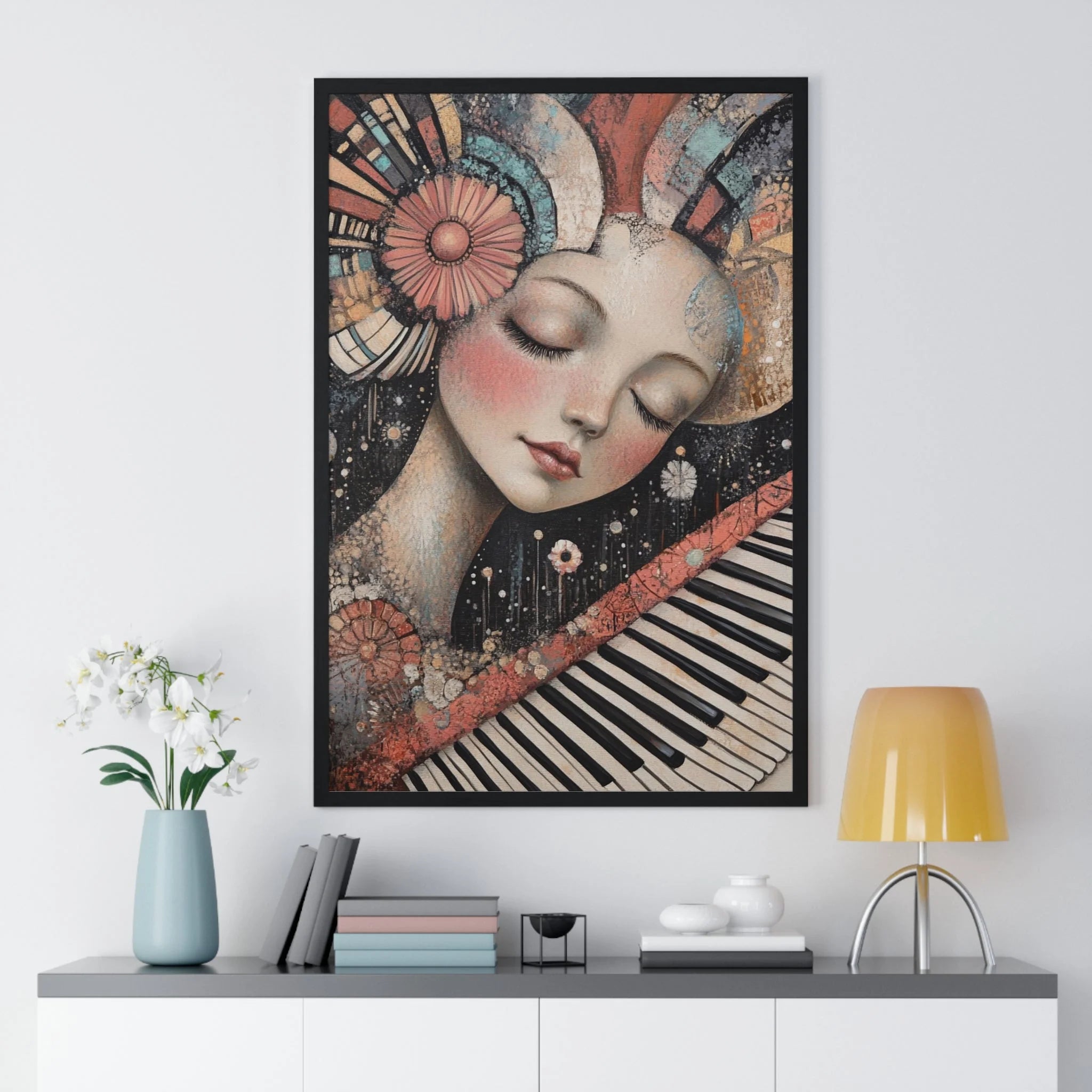 Buy The Best black framed artwork woman piano By Art & Illustration Supplies - Melodic Dream Abstract Wall - 2026