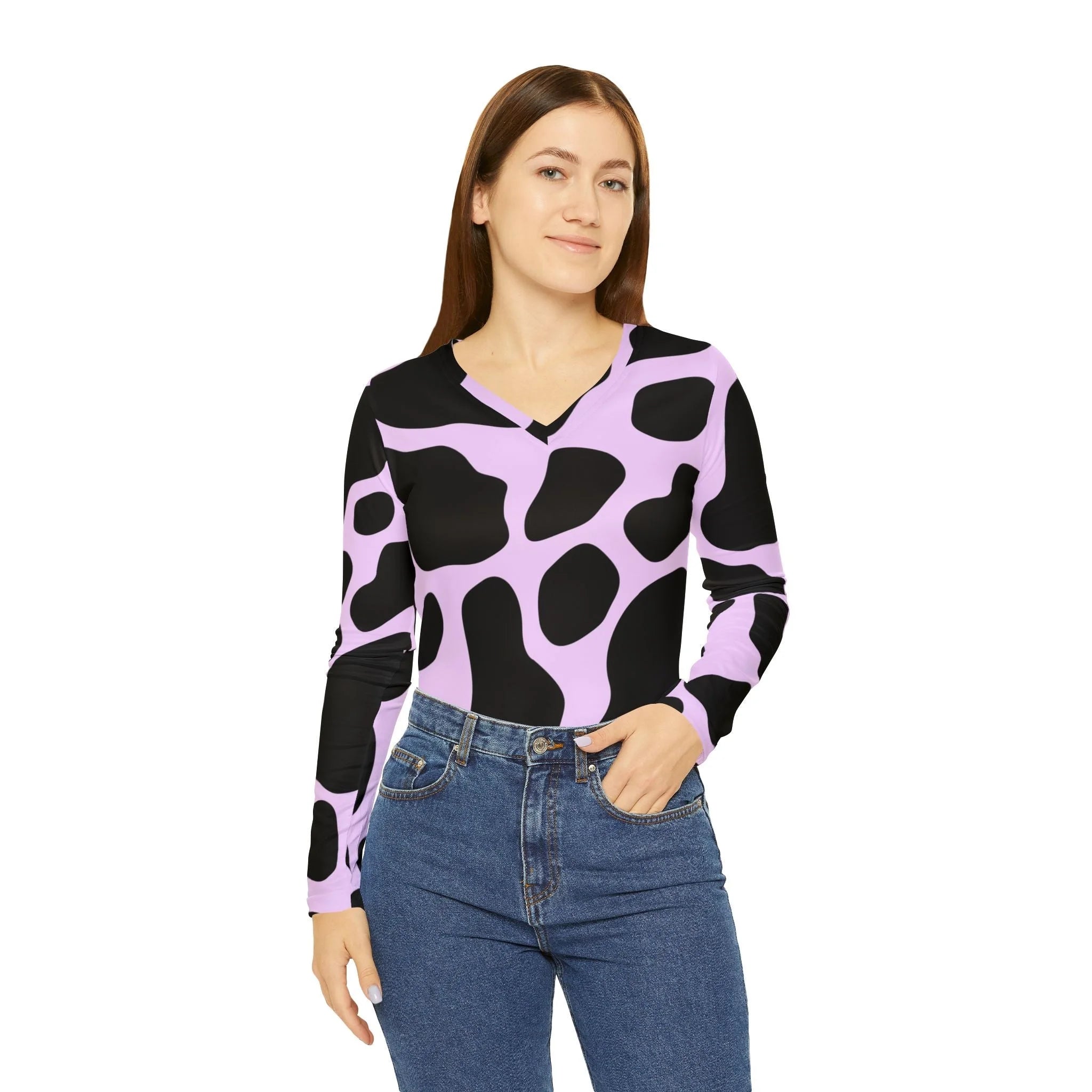 ["All Over Print","AOP","AOP Clothing","Art","Artful","Artistic","Artsy","Arty","Assembled in the USA","Assembled in USA","Illustration","Illustration art","Long Sleeves","Made in the USA","Made in USA","Sublimation","Tops","V-neck","Women's Clothing"]