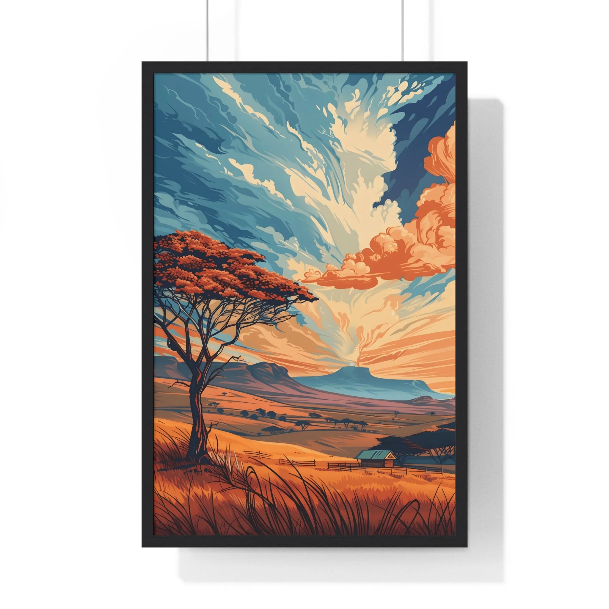 Buy The Best black framed poster vibrant landscape By Artsulli x Color Printify - Vibrant Sunset Tree Framed Landscape Poster - 2025