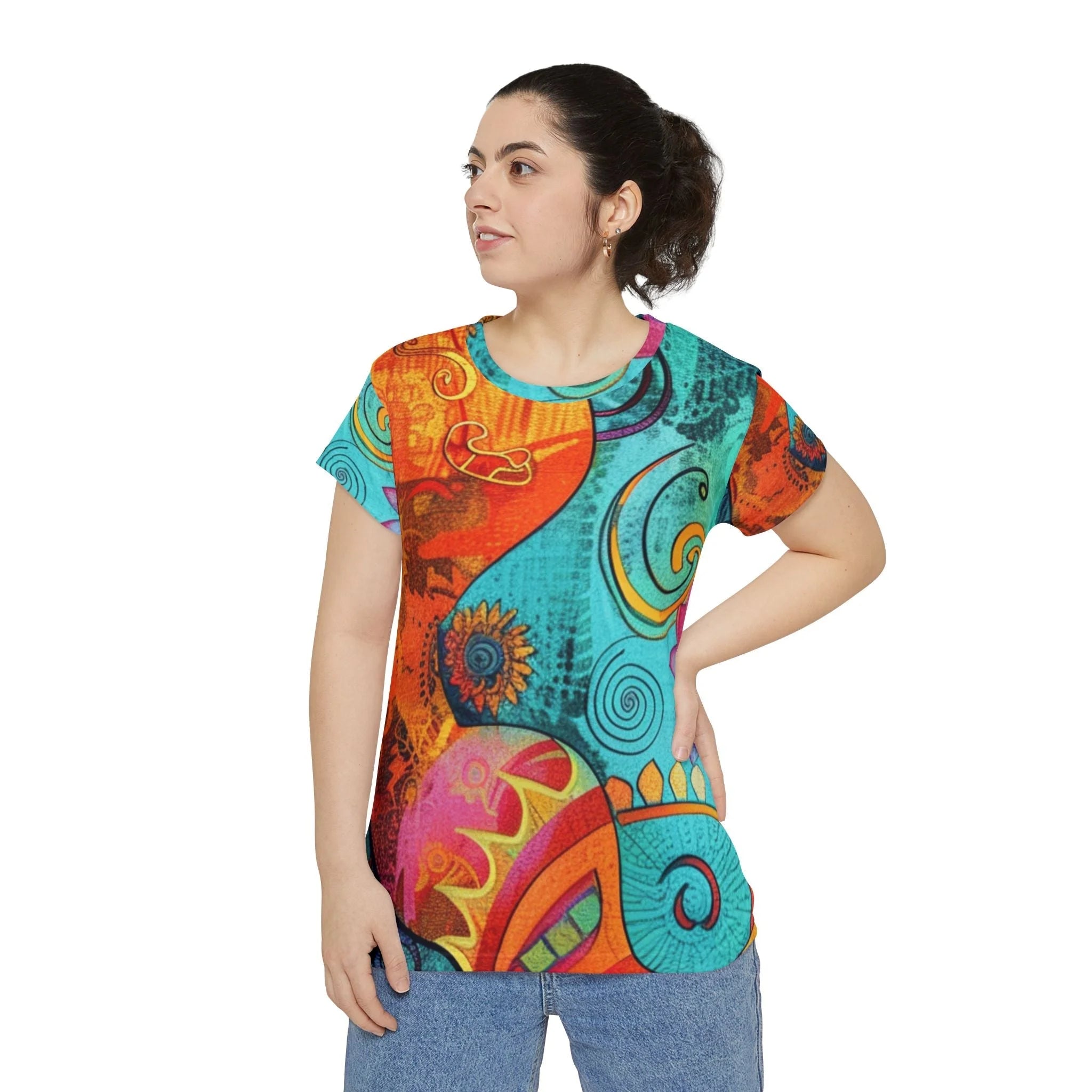 ["All Over Print","AOP","AOP Clothing","Art","Artful","Artistic","Artsy","Arty","Assembled in the USA","Assembled in USA","Illustration","Illustration art","Made in the USA","Made in USA","Sublimation","T-shirts","Tops","Women's Clothing"]