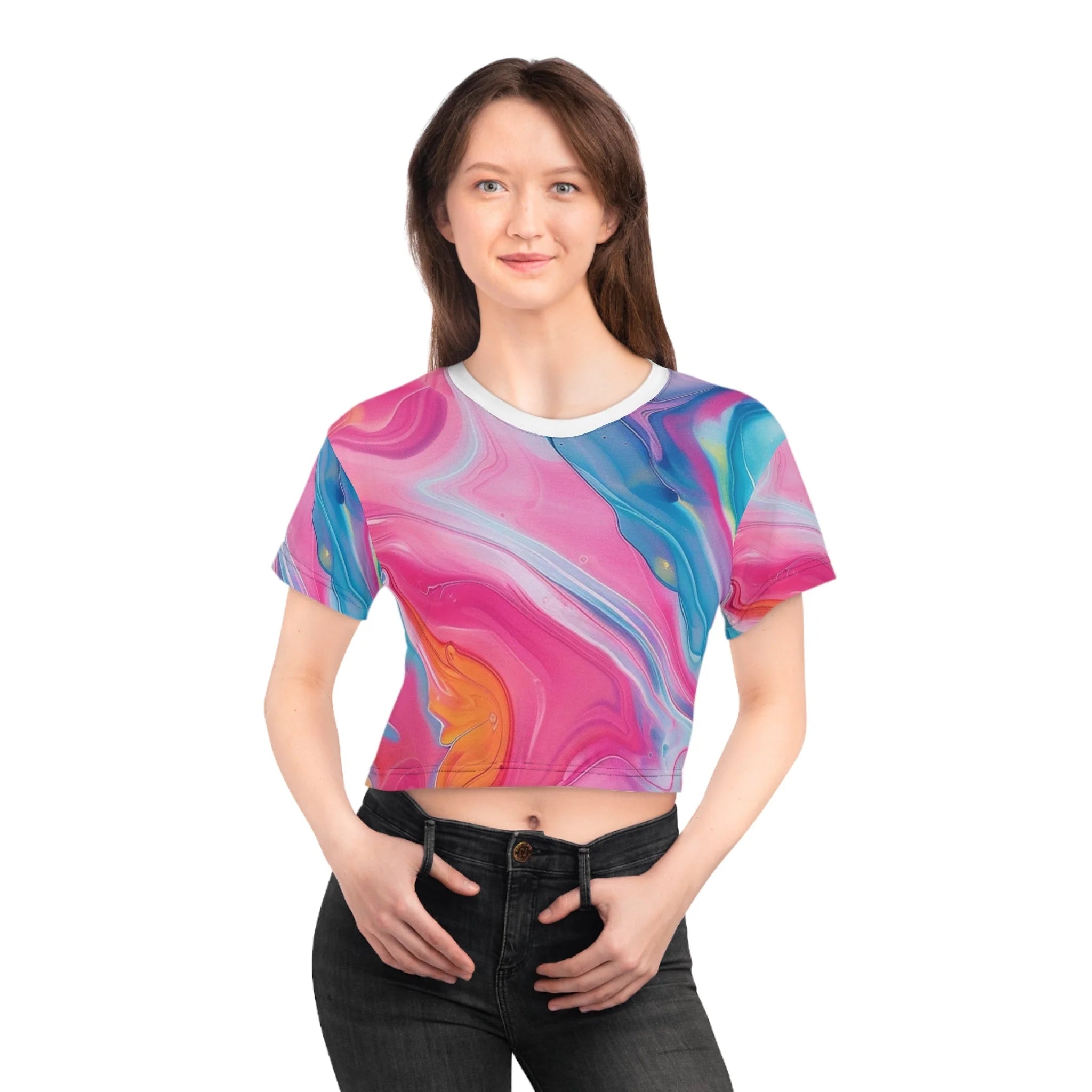["All Over Print","AOP","AOP Clothing","Art","Artful","Artistic","Artsy","Arty","Assembled in the USA","Assembled in USA","Crop tops","Cropped","Illustration","Illustration art","Made in the USA","Made in USA","Sublimation","T-shirts","Women's Clothing"]