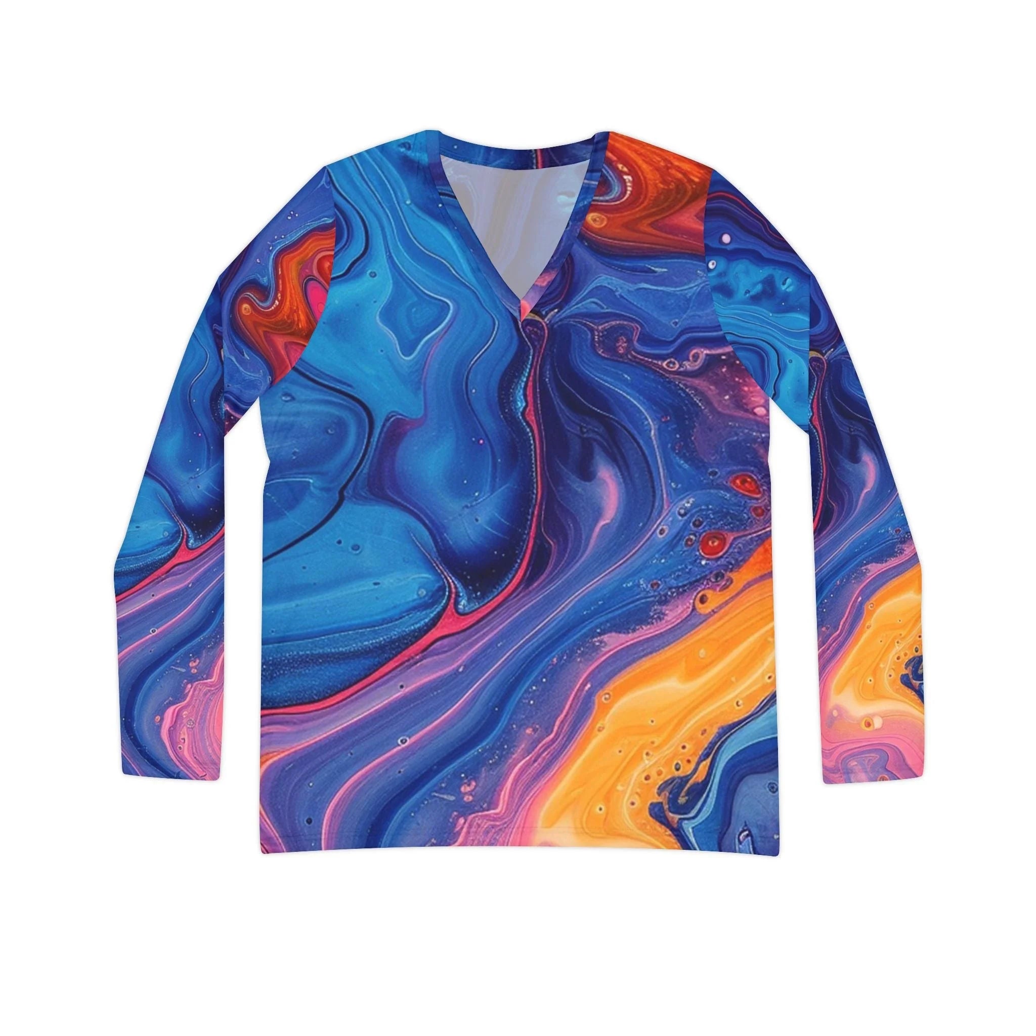 ["All Over Print","AOP","AOP Clothing","Art","Artful","Artistic","Artsy","Arty","Assembled in the USA","Assembled in USA","Illustration","Illustration art","Long Sleeves","Made in the USA","Made in USA","Sublimation","Tops","V-neck","Women's Clothing"]