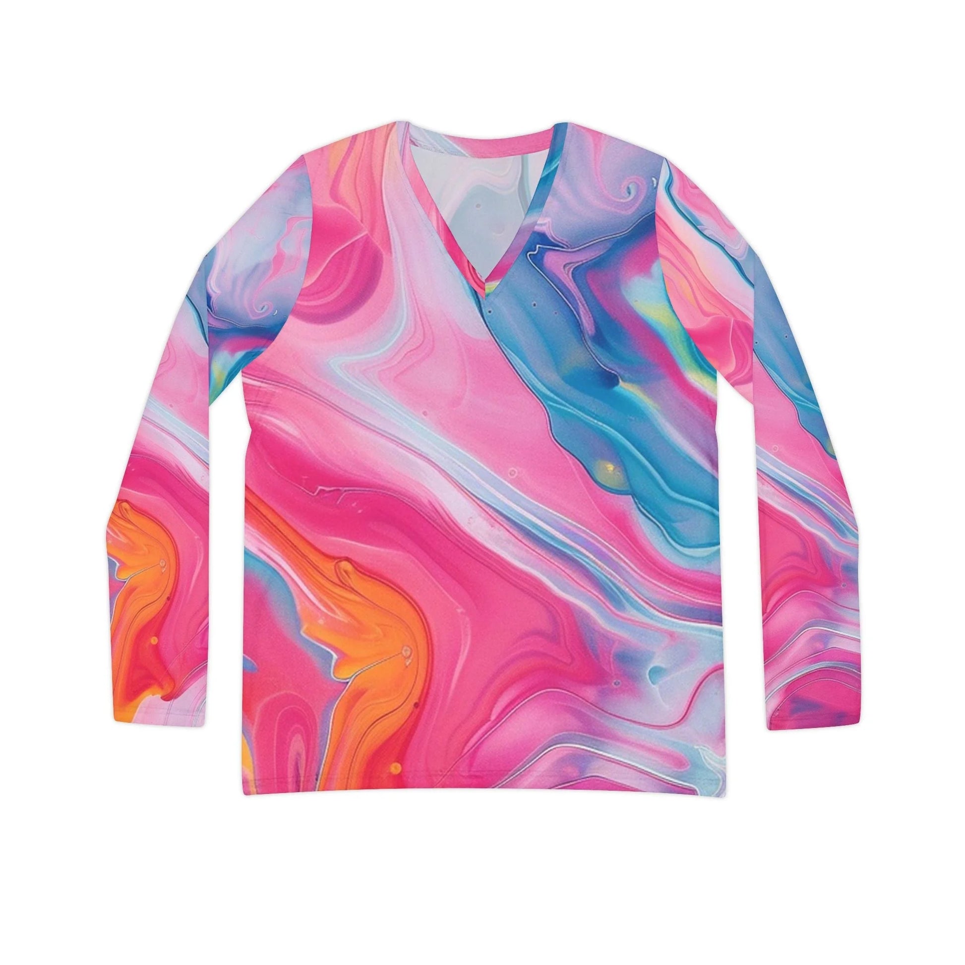 ["All Over Print","AOP","AOP Clothing","Art","Artful","Artistic","Artsy","Arty","Assembled in the USA","Assembled in USA","Illustration","Illustration art","Long Sleeves","Made in the USA","Made in USA","Sublimation","Tops","V-neck","Women's Clothing"]